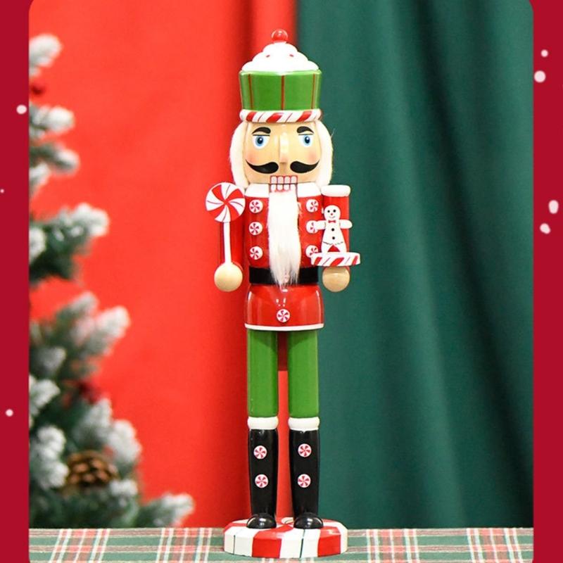 Classical Wood Candy Cookie Nutcrackers Soldier 38cm Holiday Decorative Figurine for Mantle Table Centerpieces Decors