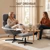 Swivel Armchair with Footstool, Height-Adjustable Accent Chair with Adjustable Headrest, Rocking Function, Grey