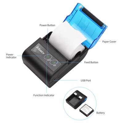 Aibecy Portable Mini Thermal Printer  2 Inch Wireless USB Receipt Bill Ticket Printer with  58mm