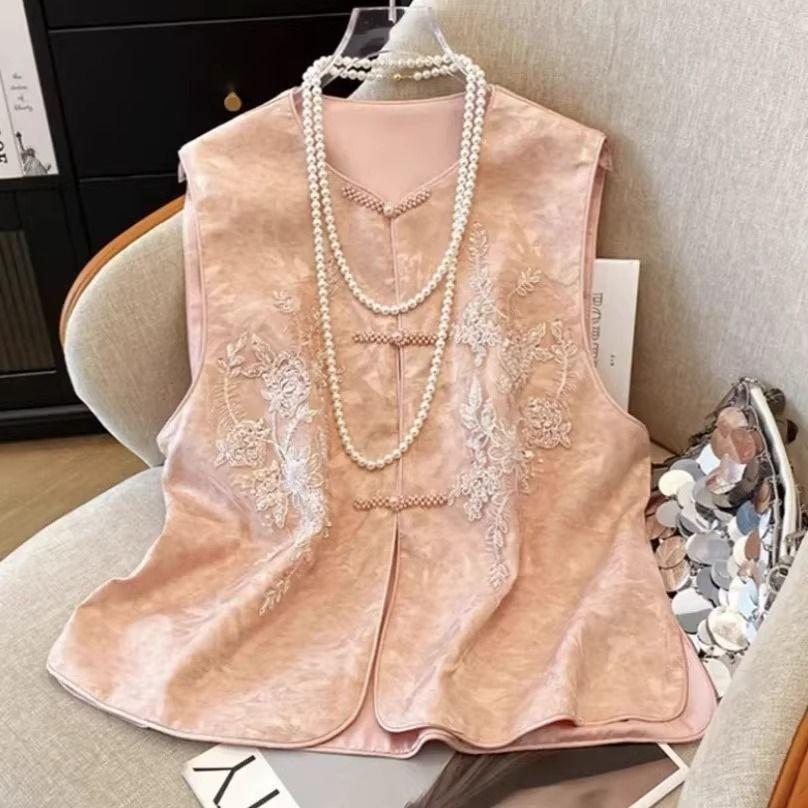 Summer yellow embroidered vest, new jacquard outer vest, fashionable and versatile