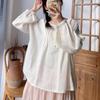 Johnature Linen Women Shirts Spring Vintage Casual Solid Color Folds Loose All Match Button Female Blouses