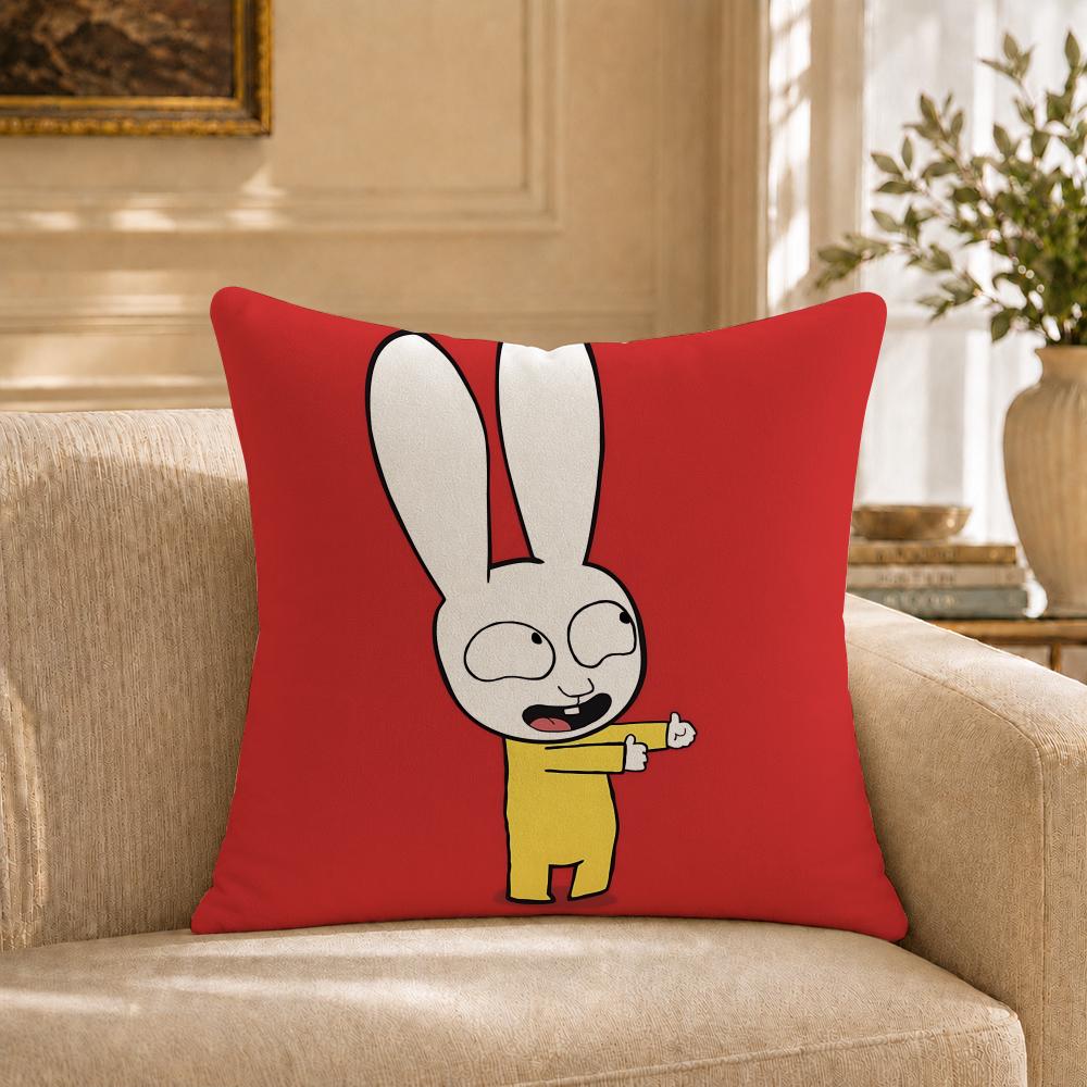 Cartoon Ssimon Rabbit Cushion Cover Shortplush Cushion Coverbreathableskinfriendlywashableroom Sofa Decor Gift