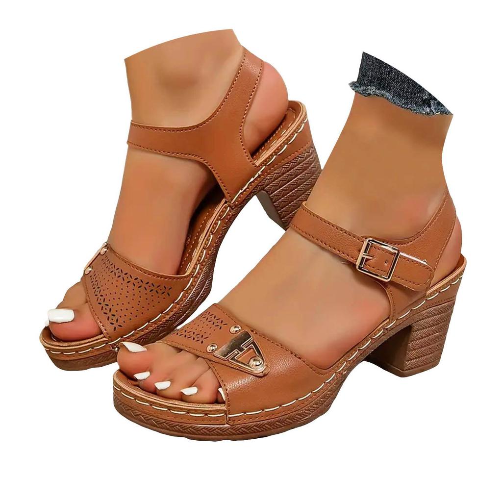 Women'S Sandals For Bunions Heels Scandals For Women High Heels Open Toe Cover Heel Suede Sandals Women'S Chaussure Femme