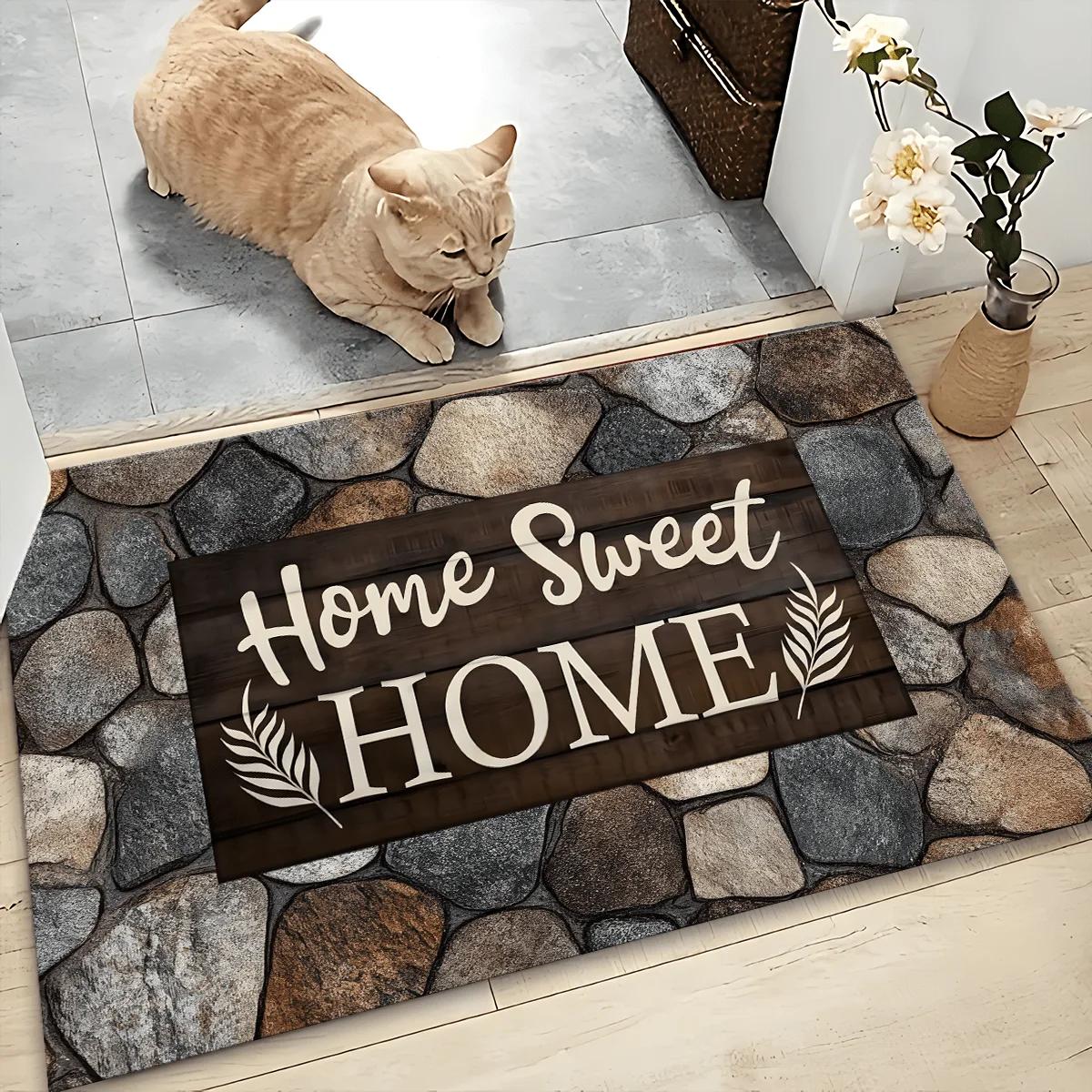 

Коврик-подстилка с узором под камень Sweet Home , Нескользящий, Моющийся, Декор для дома, Прихожая, Кухня, Спальня, Ванная комната, В помещении, На улице 40x60cm