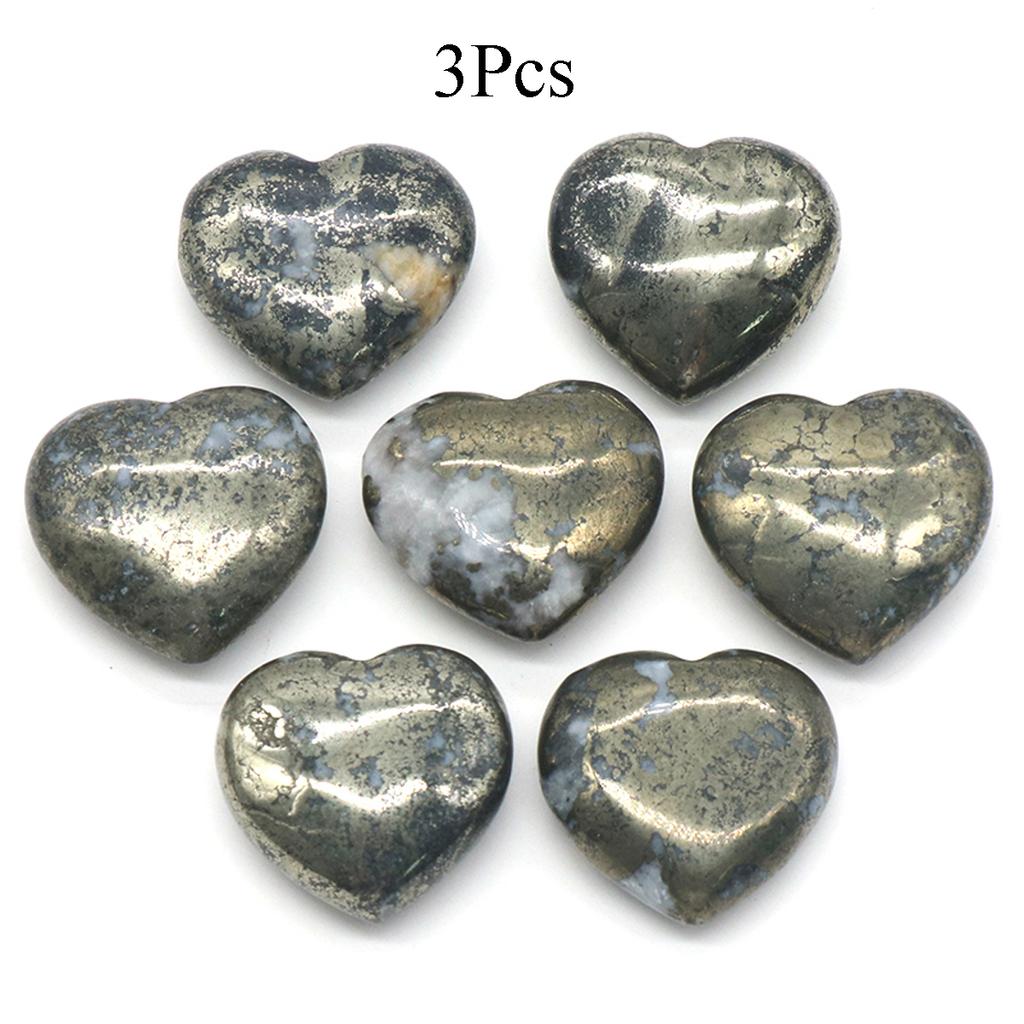 3Pcs, Assorted Natural Crystal Heart Stones Bulk Polished Healing Crystal Hearts for DIY Jewelry, Meditation, Reiki & Valentine's Day Gifts
