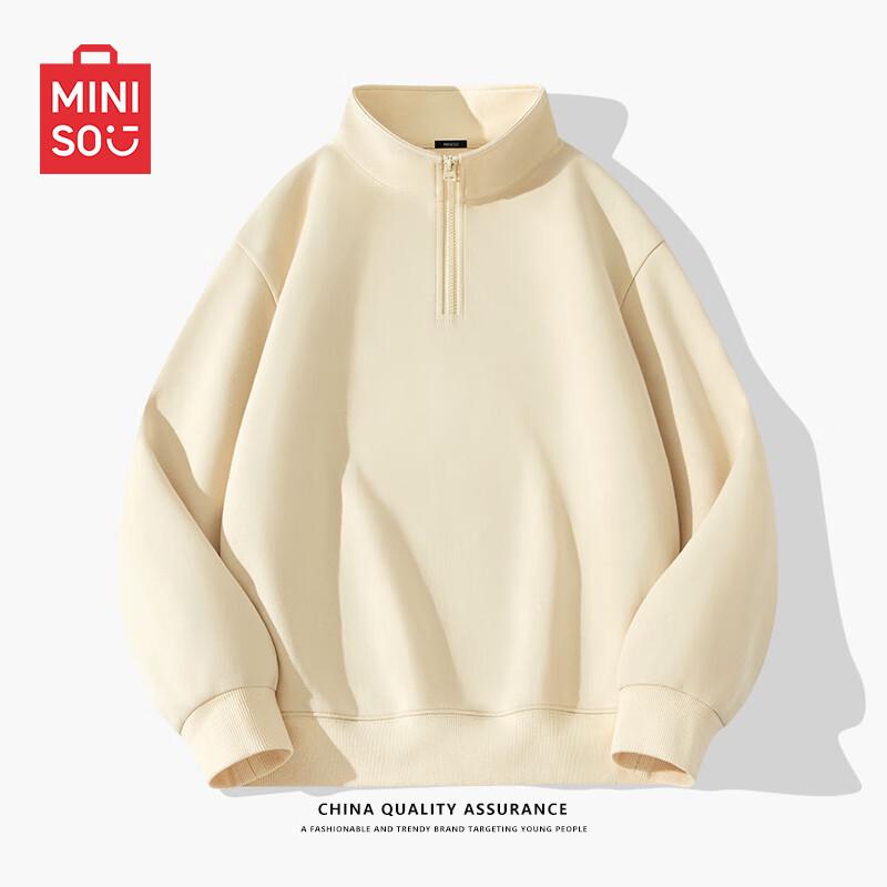MINISO Men's Heavyweight Half-Zip Stand Collar Sweatshirt