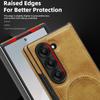 KEYSION Luxusní PU kožené magnetické pouzdro pro MagSafe pro Samsung Galaxy Z Fold 6 5 4 3 5G Kickstand Bezdrátové nabíjení Kryt telefonu