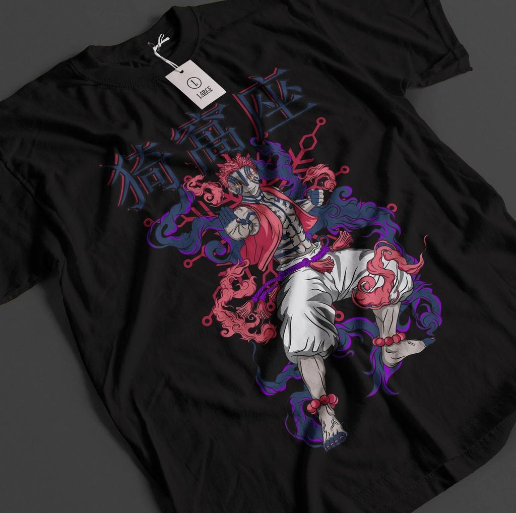 Demon Slayer Shirt Akaza Upper Moon 3 T-Shirt Tanjiro Kimetsu No Yaiba Muzan Tee