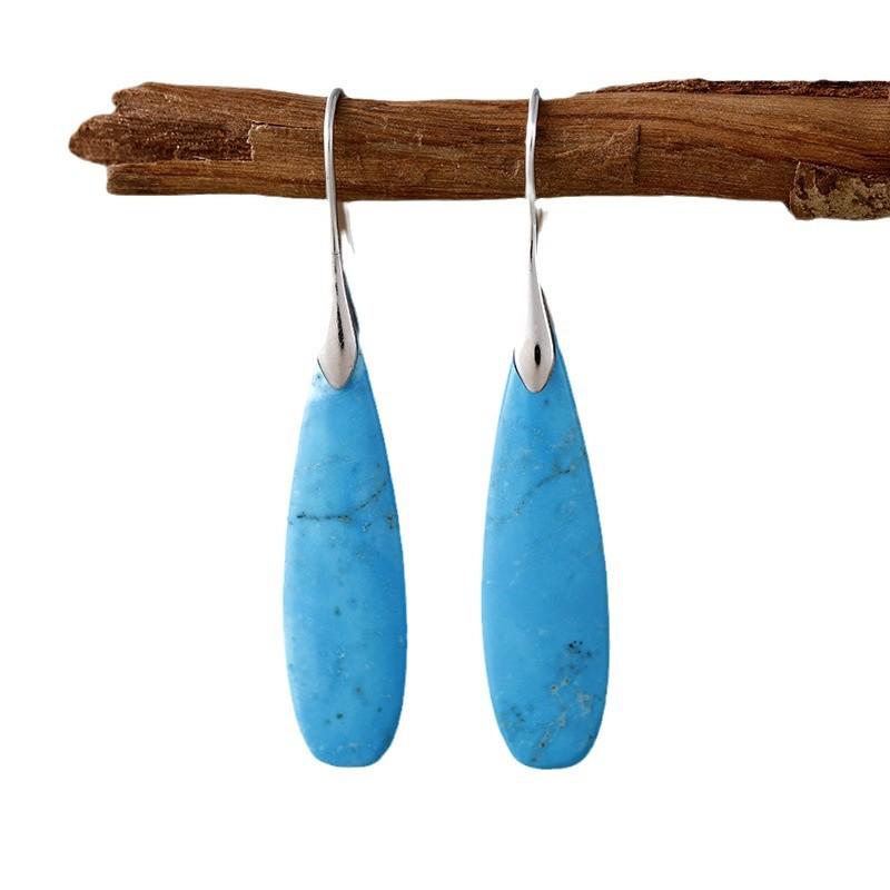 High Quality Light Luxury Long Water Drop Natural Stone Exaggerated Earrings Earrings Popular Niche Jewelry