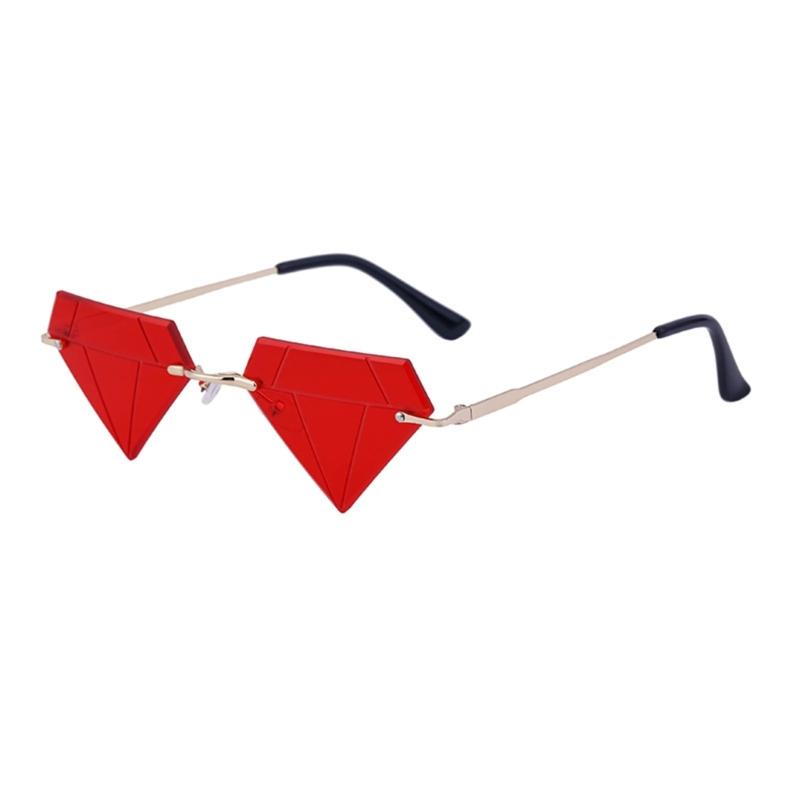 Rave Party Sunglass Triangle Diamond Shaped Sunglasses Women Rimless Sunglasses красный
