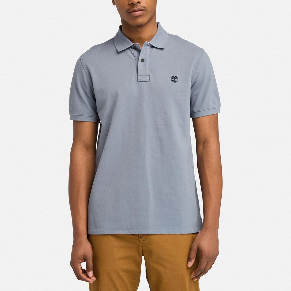 Timberland Solid Color Casual Polo Shirt Men tops Blue A6943-073