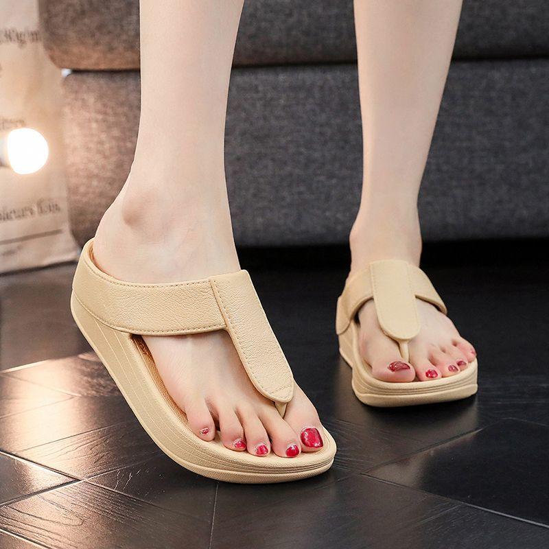 Fashion Women's Slippers and Ladies Sandals Outside Flip Flops Slides Brown Shoes Height 39 Chic Elegant Wholesale Stylish 2024 Trend