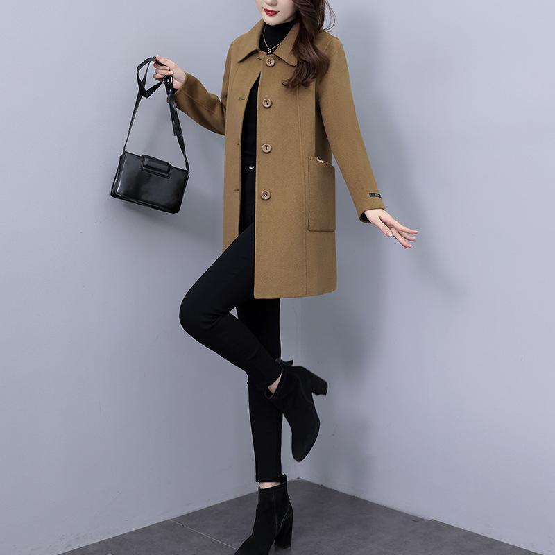 Mittellange Wolljacke für Damen im Winter, neuer Stil, stilvoll, leichte Wärme und Mantel mit dickem Revers