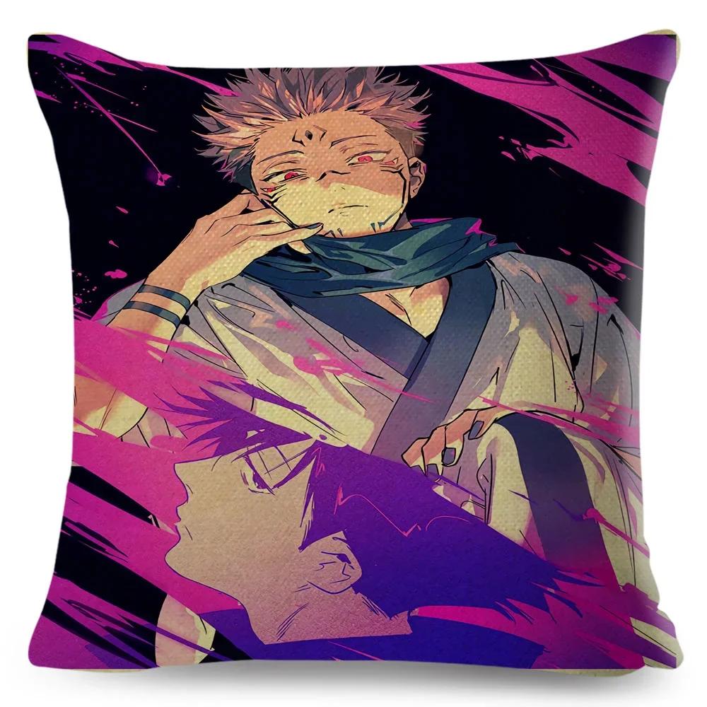Jujutsu Kaisen Cushion Cover for Sofa Home Children Room Decor Cartoon Japanese Anime Print Pillowcase Polyester Pillow Case