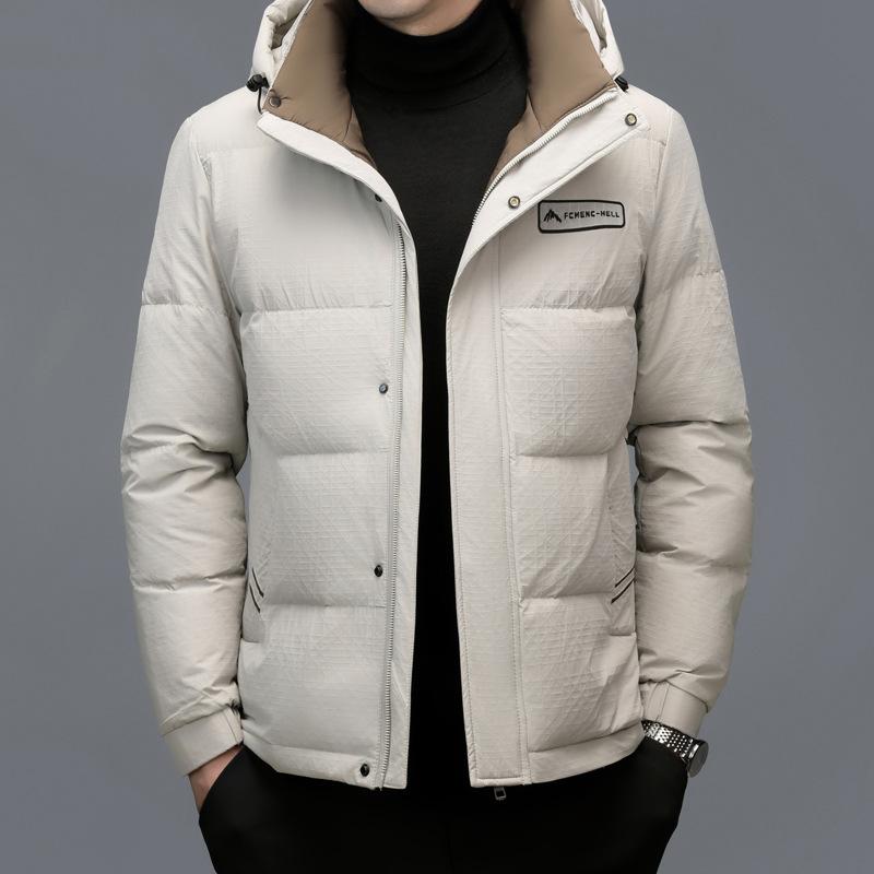 Middle-aged and Elderly Men s Nikki Men s Casual Thickened White Duck Down Jacket Lapel Thickened Jacket Winter XL