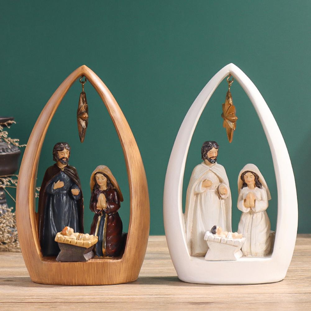 Nativity Resin Figurine Resin Holy Family Nativity Figurine Set Joseph Mary Jesus Sculpture for Home Office Decor Advent Statue