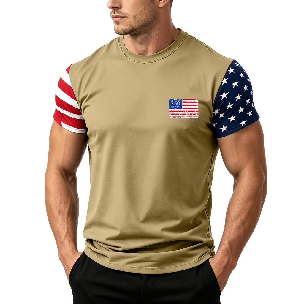 Men's Independence Day Flag Print Short Sleeve T-Shirt, Loose Casual Daily Summer Tops