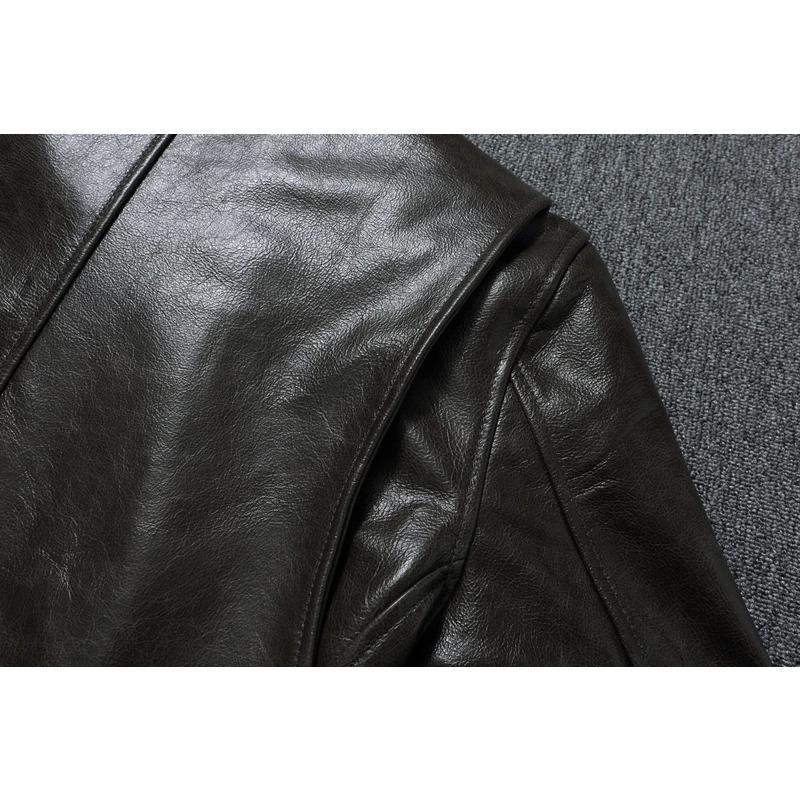 Chinese Size Genuine Cow Mens Leather Jacket Men Jackets Slim Gray Brown Stand Collar Jacket For Men Spring Autumn