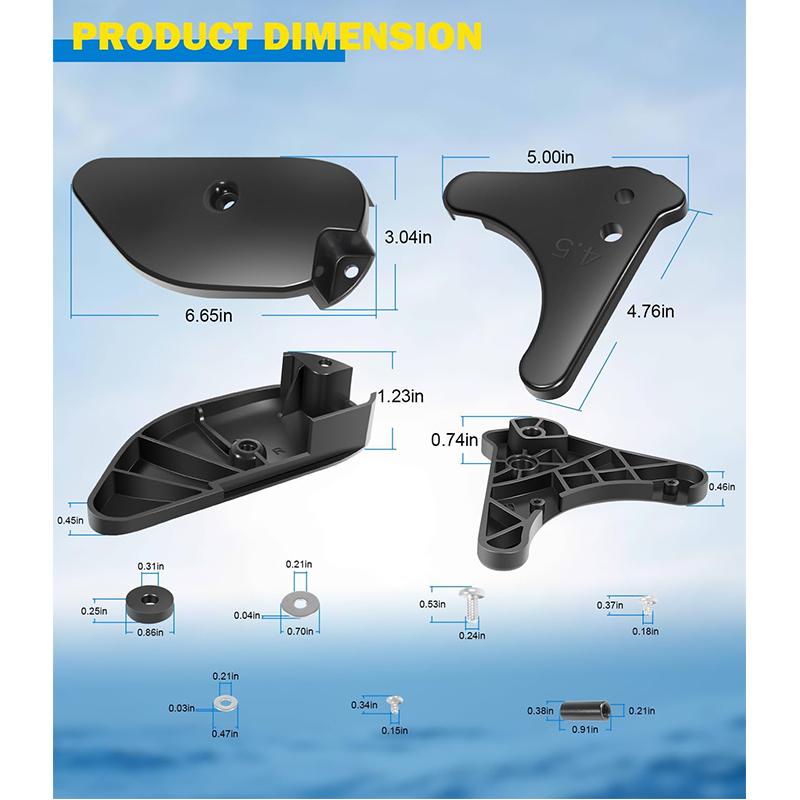 Trolling Motor Ramp & Skid Plate Kit, for Minn Kota Terrova & Riptide Terrova 112 Lb Thrust 4-1/2' Motors BT 2017 & Newer Models