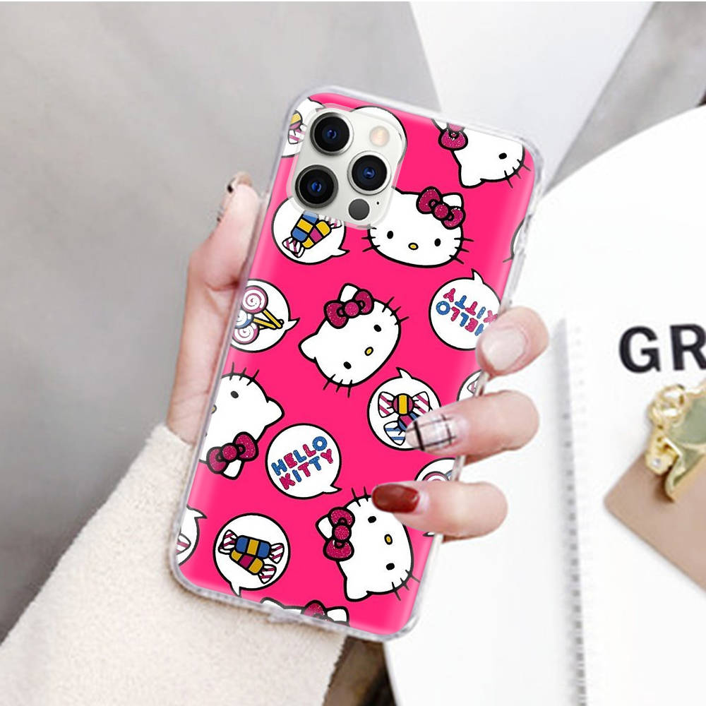JZ3 Love Hello Kitty Transparent Case for Samsung A04 A14 A23 M33 M53 Realme 10 9 C35 C55 VIVO Y02 X80 Infinix Hot 30 Note 11 Tecno Spark 8P Pro