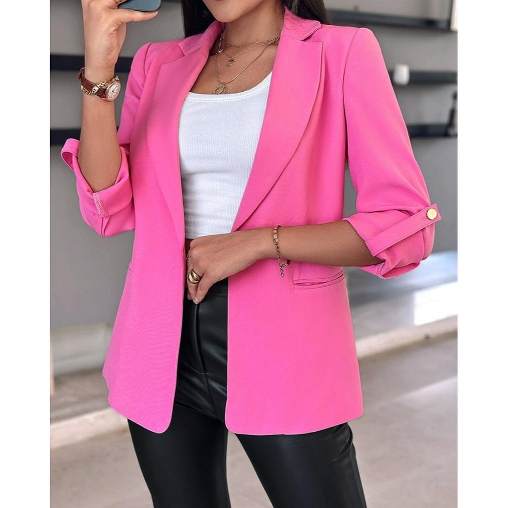 Autumn and Winter Long-sleeved Solid Color Cardigan Suit Jacket Women