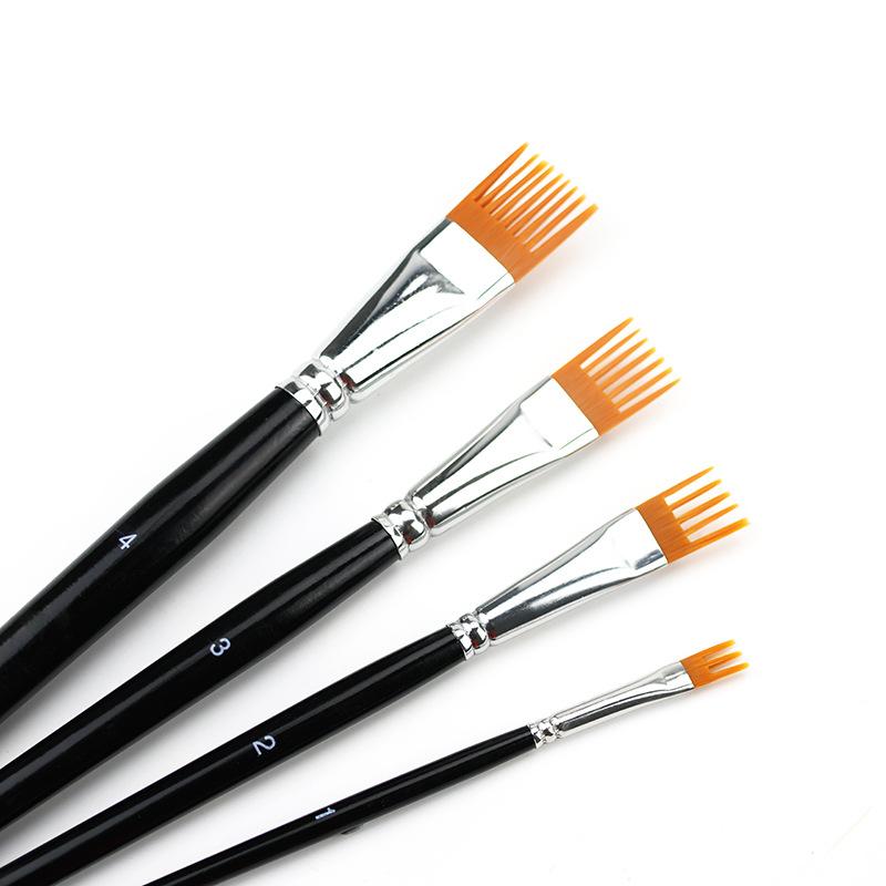 Nuovo Set di 4 Pennelli a Forma Seghettata Per Acquerello, Pittura a Olio, Pittura Digitale, Paesaggio, Foglia, Pennelli per Artisti e Studenti