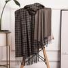 Cashmere Scarf Women's Winter Warm Fringed Shawl Men's Autumn and Winter Wool Scarf Imitation Cashmere Houndstooth Scarf