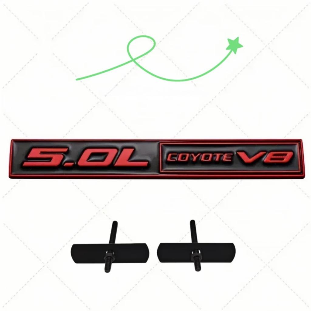 3D Metal 5.0 V8 Badge Sticker Rear Trunk Side Fender Emblem Decal