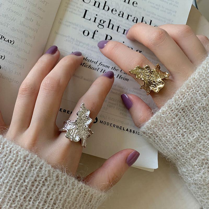 Korean Stylish Inspired S925 Open Ring With Textured Flame For Women Trendy