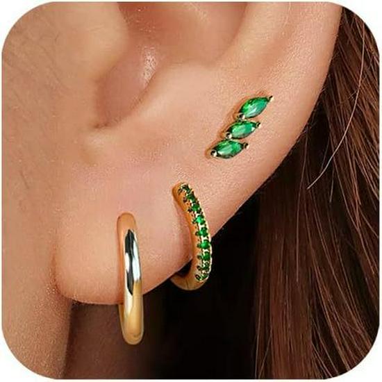 Gold-Plated Brass Hoop Earrings Fashion Set - European & American Design