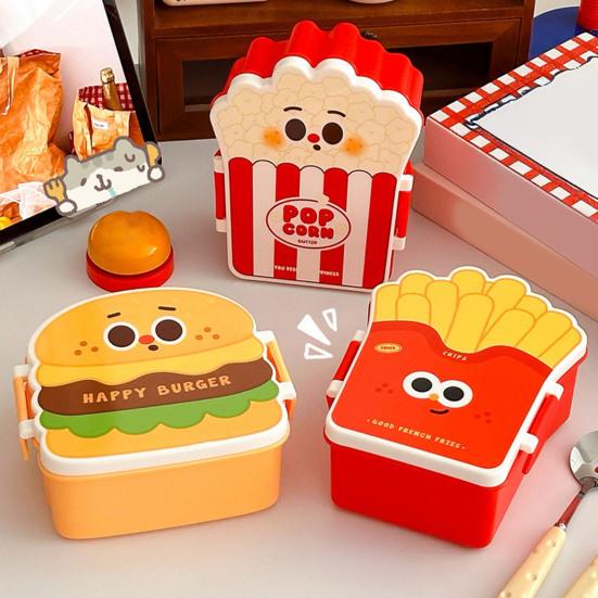 Yousheng Lunch Box Hamburger Chip Shape Food Grade Safe Airtight Leak-Proof Food Container Office Lunch Freshness Preserving Lunch Box
