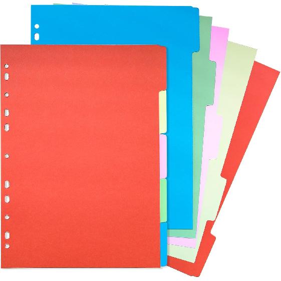 DY.2ten A4 Binder Dividers 11-Holes, Sturdy Kraft Paper Dividers with 5 Tabs for School Office Home, 2 Sets, 10 Paper Index Dividers.