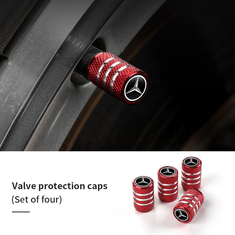 

GLC GLB 4pcs Car Tire Stem Valve Caps Dustproof Caps Cover Accessories For Benz W211 W124 W176 W177 C180 C200 C260 C300 GLC CLE