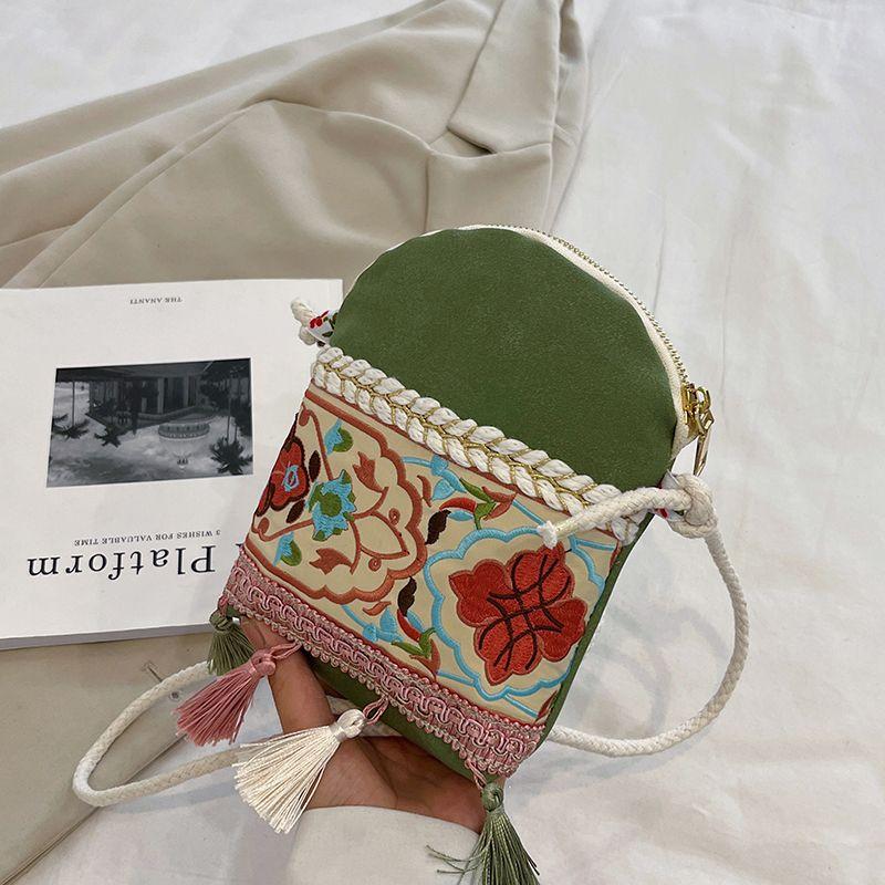 

Этническая женская сумка в старинном стиле, сумка на одно плечо, женская модная сумка с кисточками зелёный