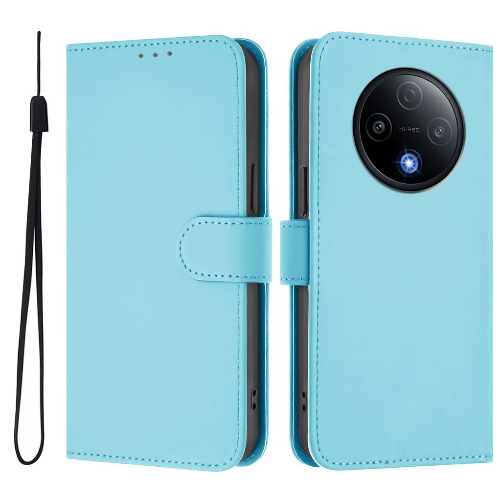 For Xiaomi Redmi 15 4G (EU) (171mm) Case Solid Color Wallet Leather Phone Cover with Strap