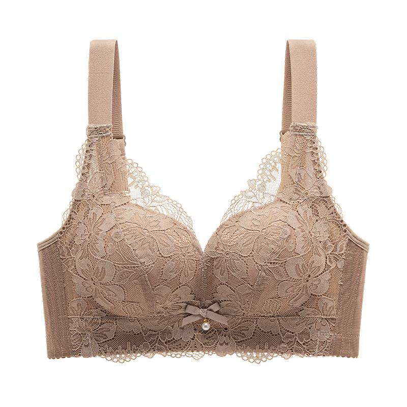 Lace gathering adjustment underwear comfortable no steel ring small chest shows large breast AB thick cup C thin bra