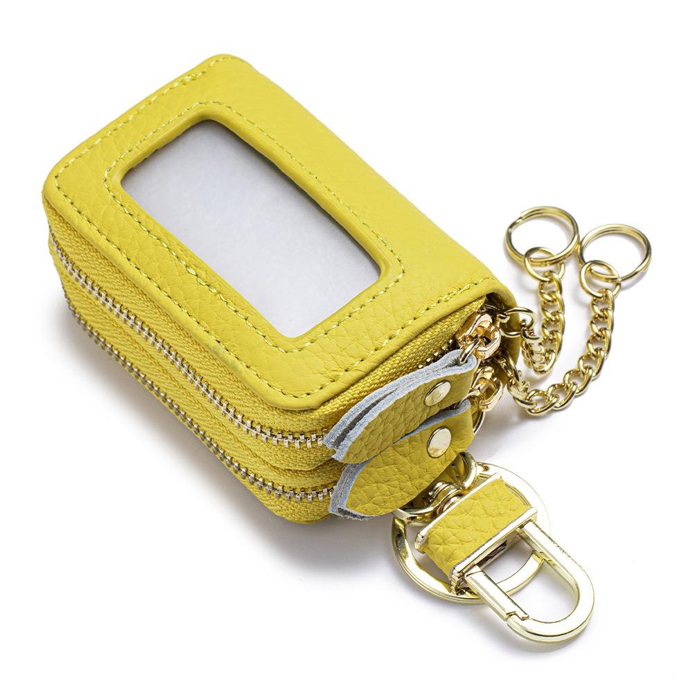 Genuine Leather High-value Double Zipper Key Bag Large Capacity New Waist Hanging Storage Bag Unisex Portable Key Bag