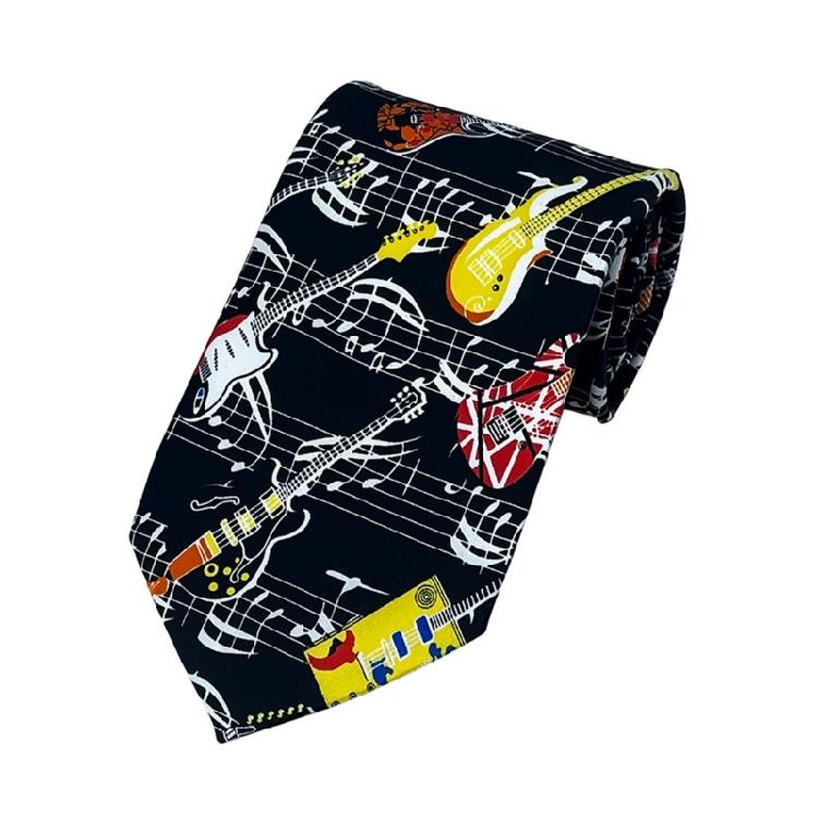 Polyester Silk Necktie Musical Instrument Wine Bottle Graphics Print Shirt Long Tie Business Casual Attires Essential