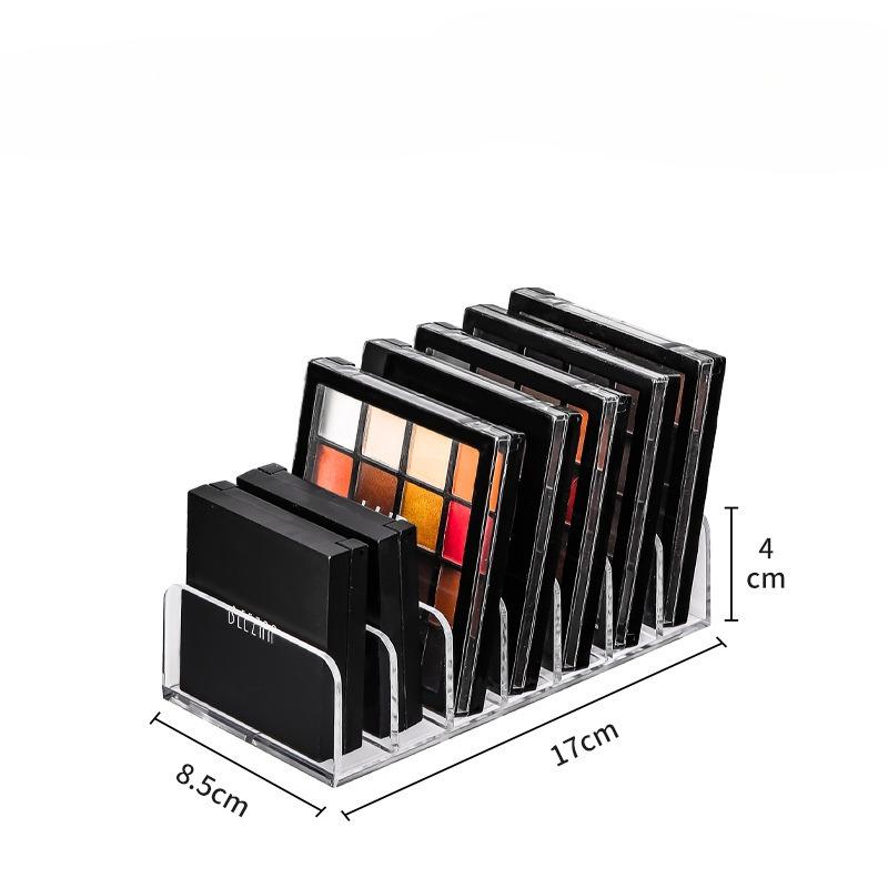 Clear Plastic Desktop Eyeshadow Palette Storage Box with Drawer Dividers Cosmetic Organizer for Powder Blush Makeup Brushes