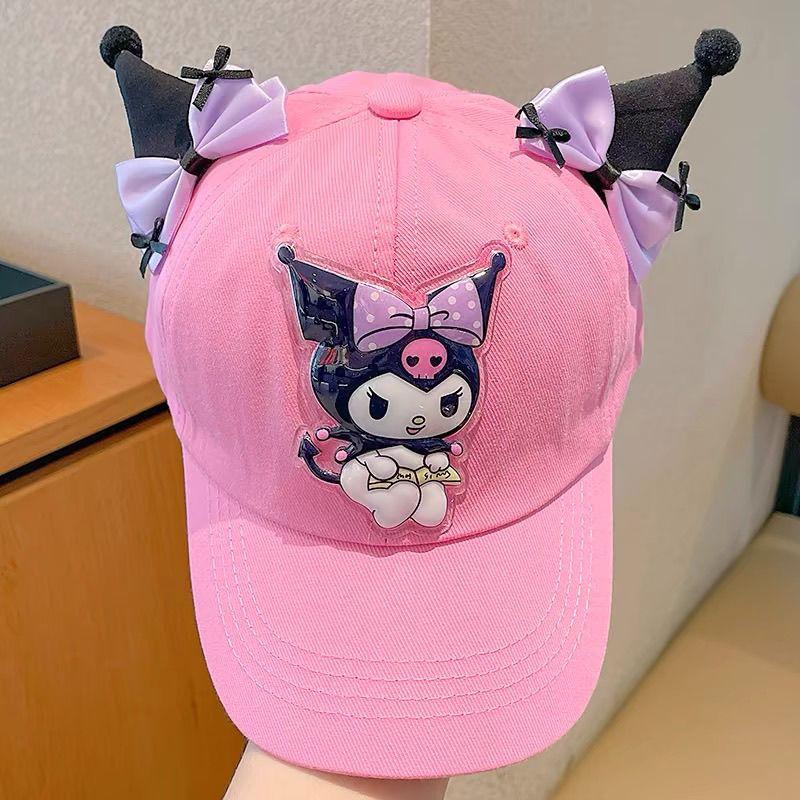 New Sanrio Kids Cartoon Kuromi Sun Hat Adjustable Baseball Cap Summer Anti-UV Breathable Outdoor Hat for Girls