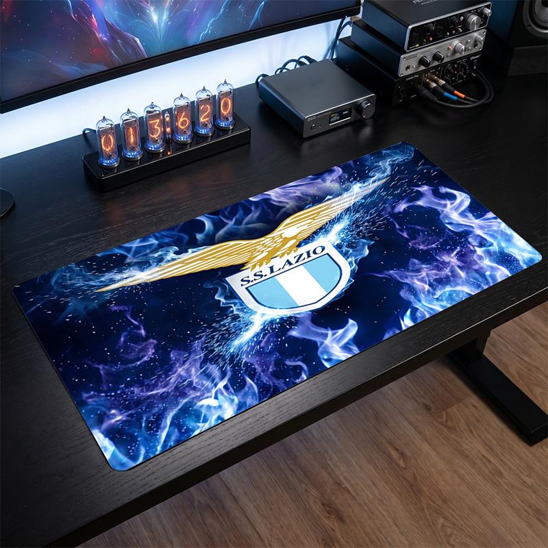 Lazio FC Theme Pattern Mouse Pad, Soccer Logo Design XXL Gaming Desk Mat Non-Slip Computer Mouse Pad
