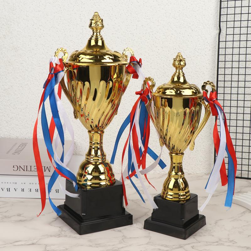 Metal Gold Trophy Cup Sports Award with Base Lid for School Sports Day Large Size Winner Souvenir