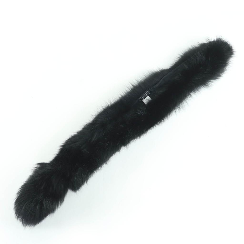 Great Salvatore Ferragamo genuine fur shawl black Fox FOX Women Used