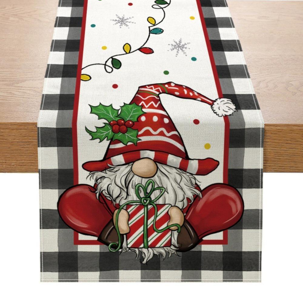 Creative Printed Linen Table Runner Christmas Decoration Dining Table Mat Small Tablecloth Elegant Home Decor