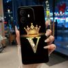 Couple Case For TCL K70 4G/K70 Power 4G Bumper Black Silicone Shockproof Soft Casing Beautiful Trendy Crown Letter Pattern Cover