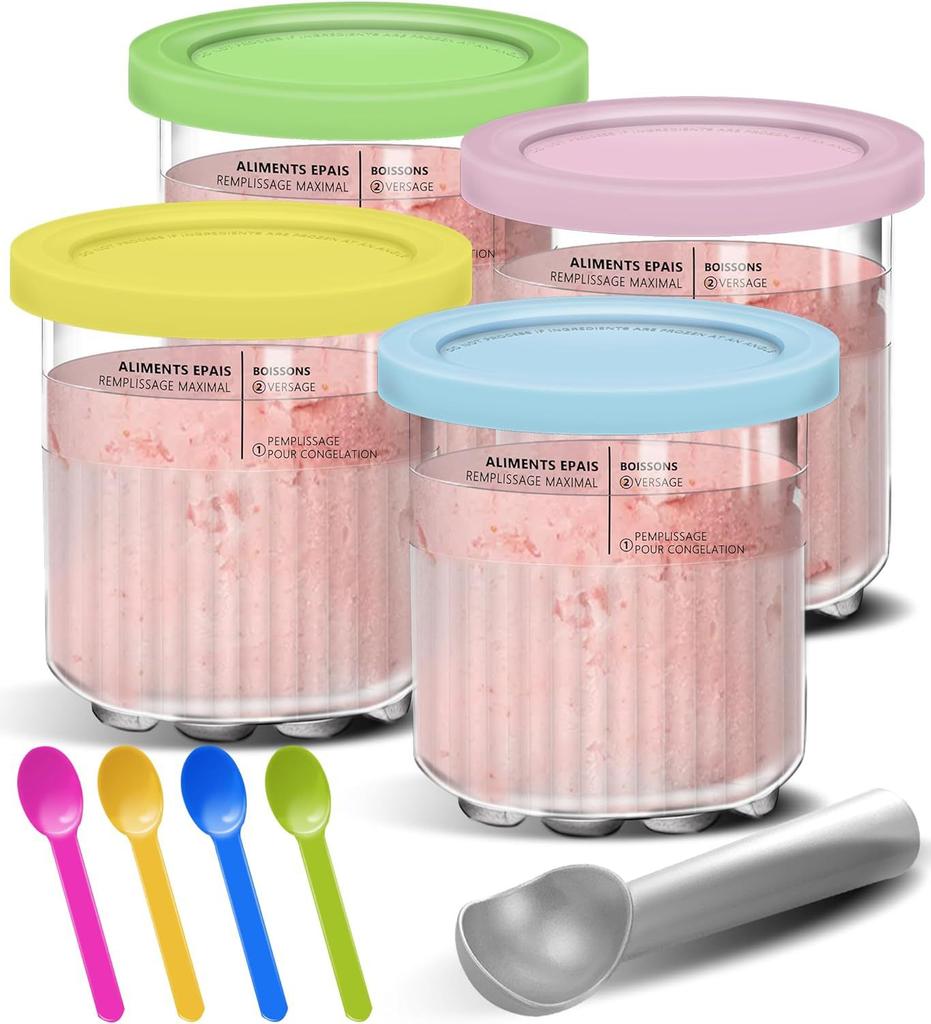 Beholdere Erstatning for Ninja Creami Deluxe Pints Lokk Kremete Iskrembeholdere Kopper Sett Familiestørrelse Kompatibel