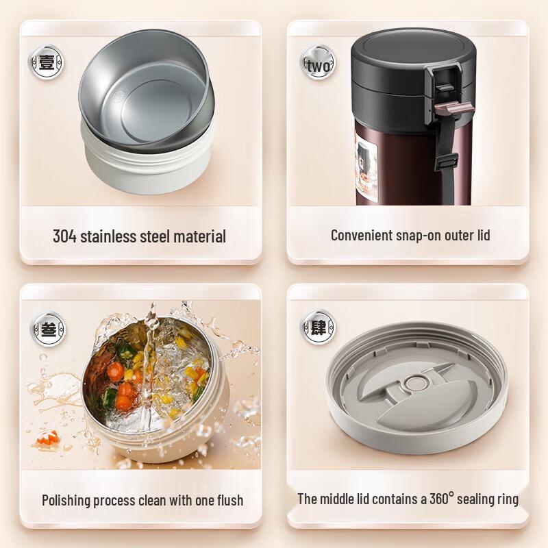 TAFUCO 2,6L 4-lagers termisk matlåda i rostfritt stål