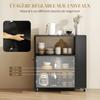 Kitchen Trolley on Wheels, Kitchen Island, Worktop, Adjustable Shelf, 75 x 40 x 80.5 cm, Black