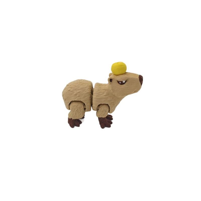Cute Capybara 3D Printed Toy Statue Joints Movable Simulation Animal Orange Capybara Pet Toy Model Desktop Small Ornaments