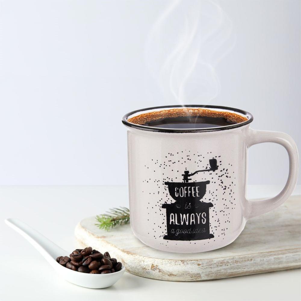 Ceramic Mug for Drinking Coffee Tea Herbs Drinks White 370 Ml